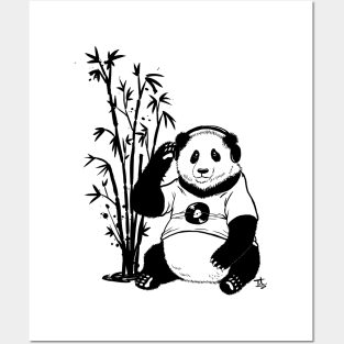 Panda With Headphones Posters and Art